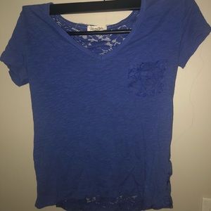 Blue lace back T shirt